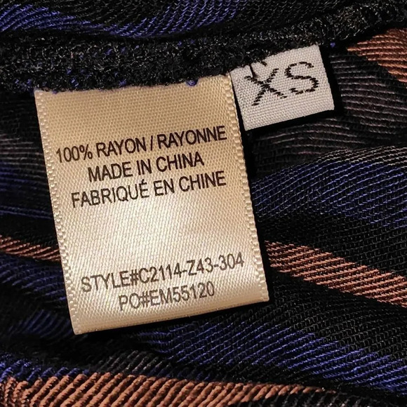 Cloth & Stone Womens‎ Striped Fray Hem Button Front Short Sleeve Blouse XS - Picture 6 of 6